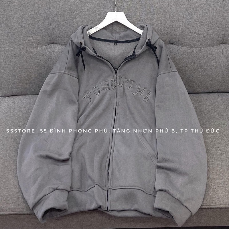 Áo Khoác hoodie zip nỉ TOME 2 màu form rộng unisex_SSSTore