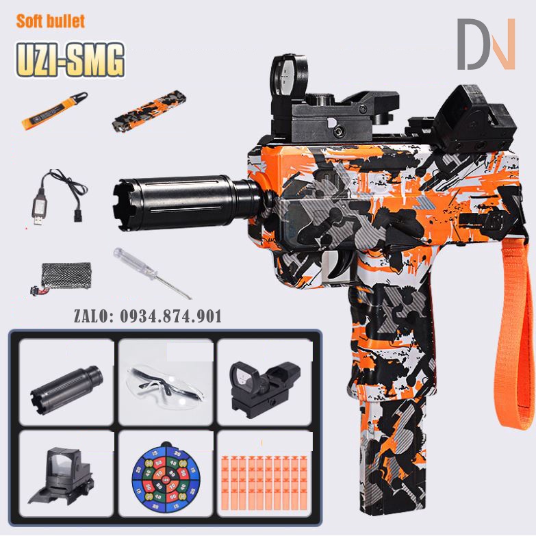ĐỒ CHƠI UZI-SMG BẢN SKIN CHẠY PIN SẠC - QUE XỐP