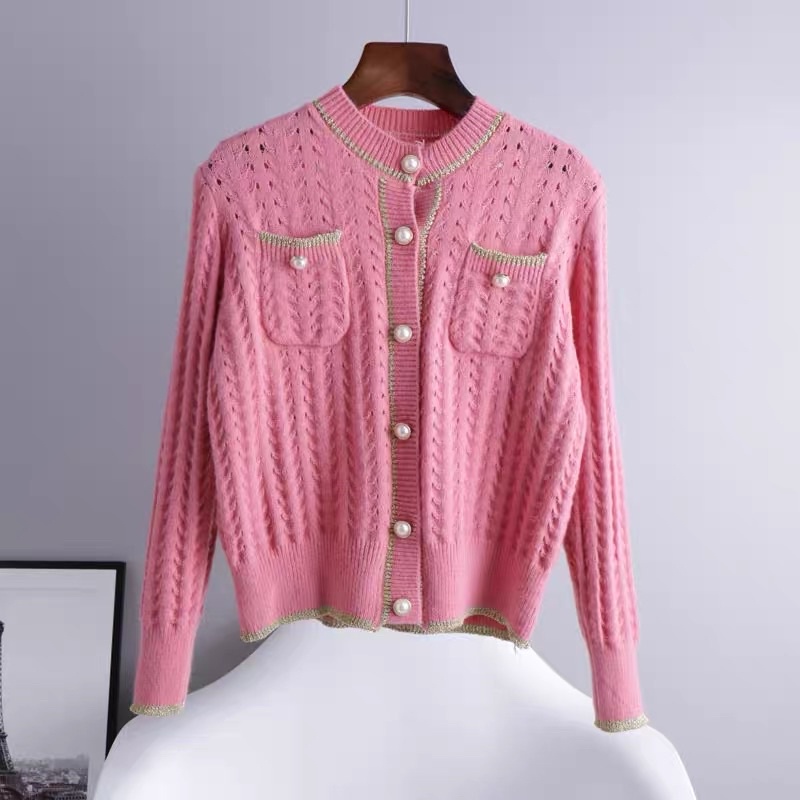 Áo khoác len nữ phối nhũ tay dài - Áo len dệt kim cao cấp | BigBuy360 - bigbuy360.vn