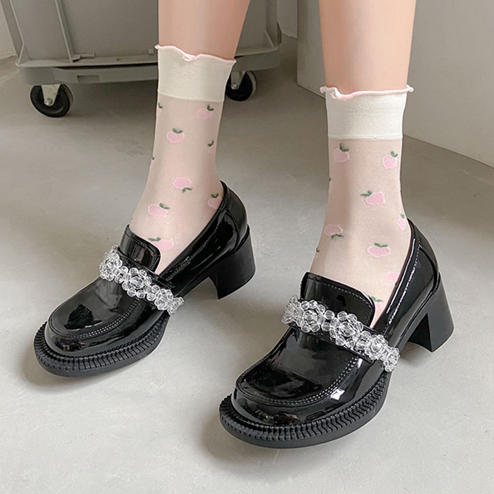 Vớ Cổ Ngắn Phối Ren Thoáng Khí Phong Cách Lolita