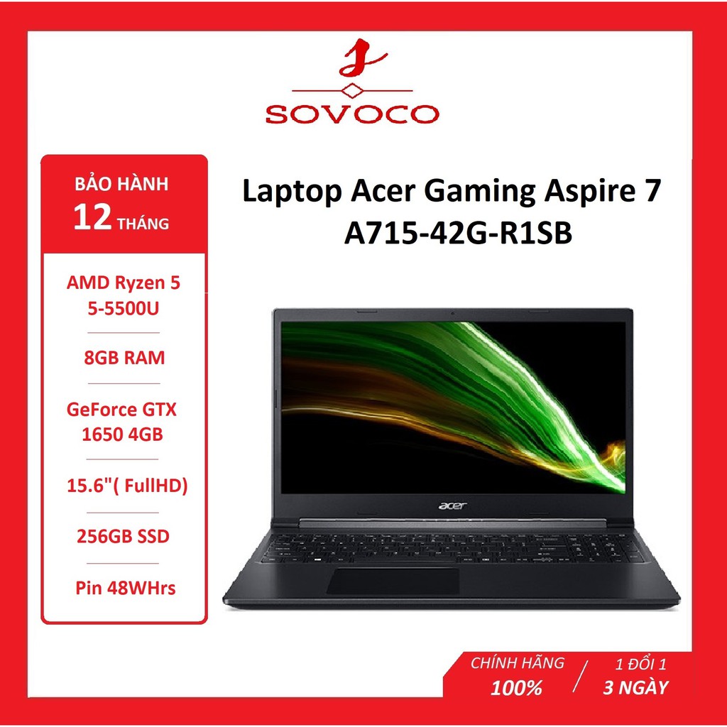 Laptop Acer Gaming Aspire 7 2021 A715-42G-R1SB-NH.QAYSV.005- Màu đen -HÀNG CHÍNH HÃNG - BẢO HÀNH 12 THÁNG thumbnail