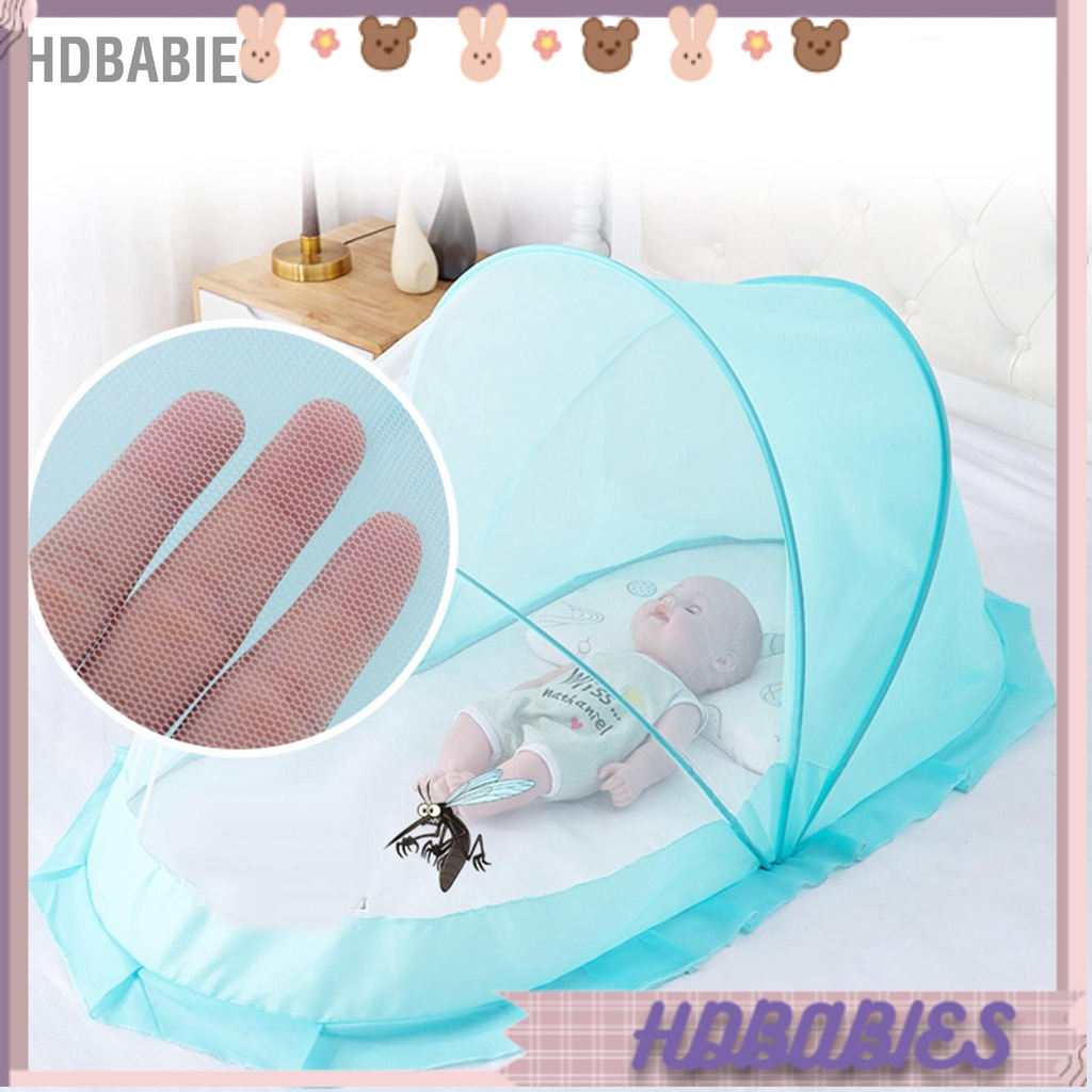 HDbabies Giường lưới cũi trẻ em Lều Tán Nắp đầy đủ Gấp Bảo vệ an toàn cho Trẻ
