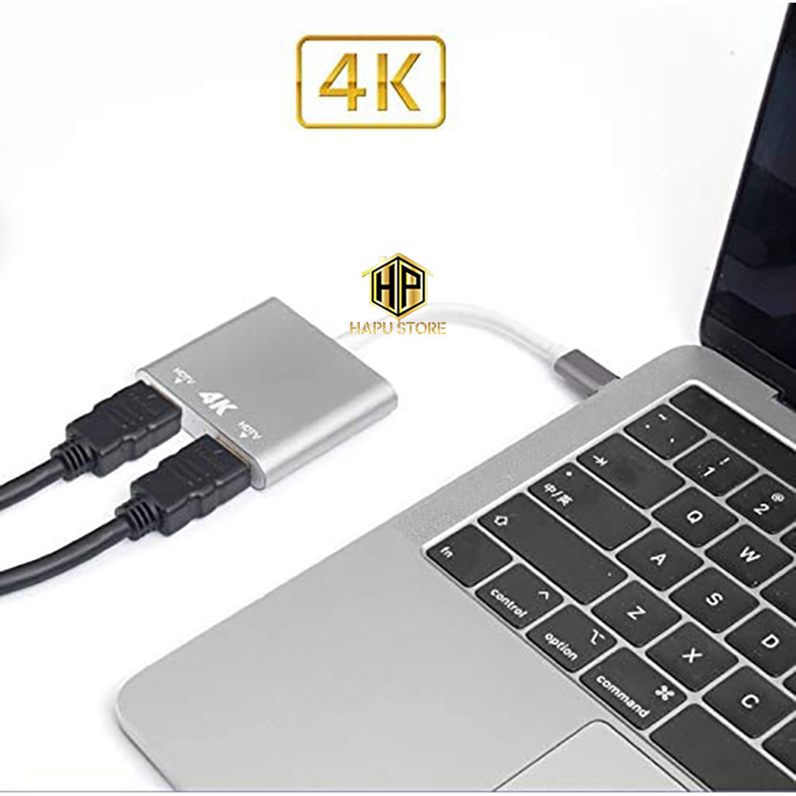 [Mã ELHACE giảm 4% đơn 300K] Cáp USB Type C ra 2 cổng HDMI ONTEN 9175B cao cấp - Hapustore