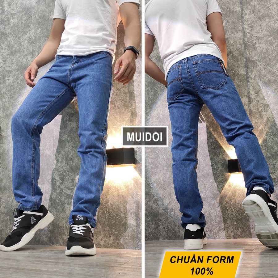 Quần jean ống rộng nam MĐ Q61 xanh dáng suông không co giãn