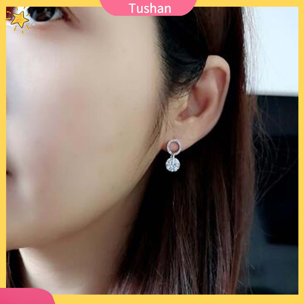 Hoa tai dáng tròn đính đá thời trang cho nữ