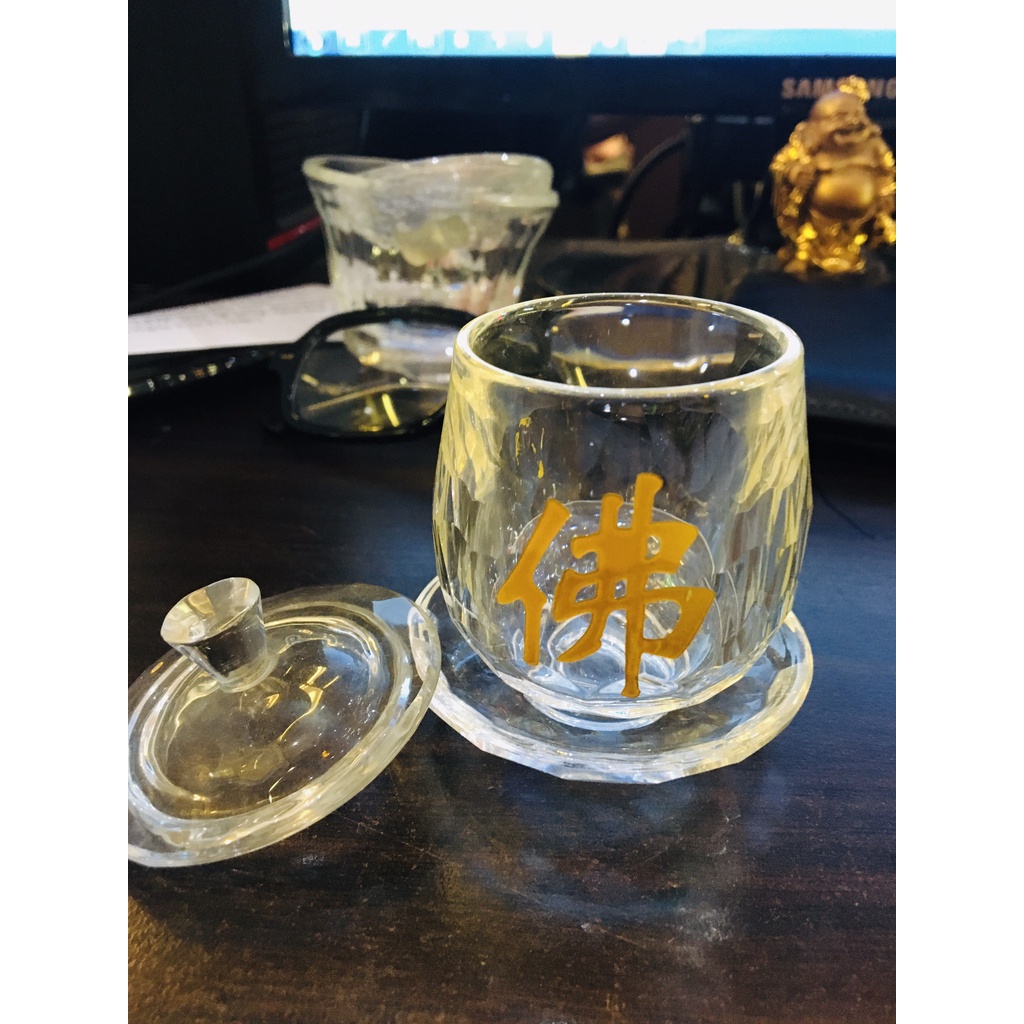 Ly Chữ Phật, thủy tinh 8cm  - Văn Phòng phẩm Nhơn Phát