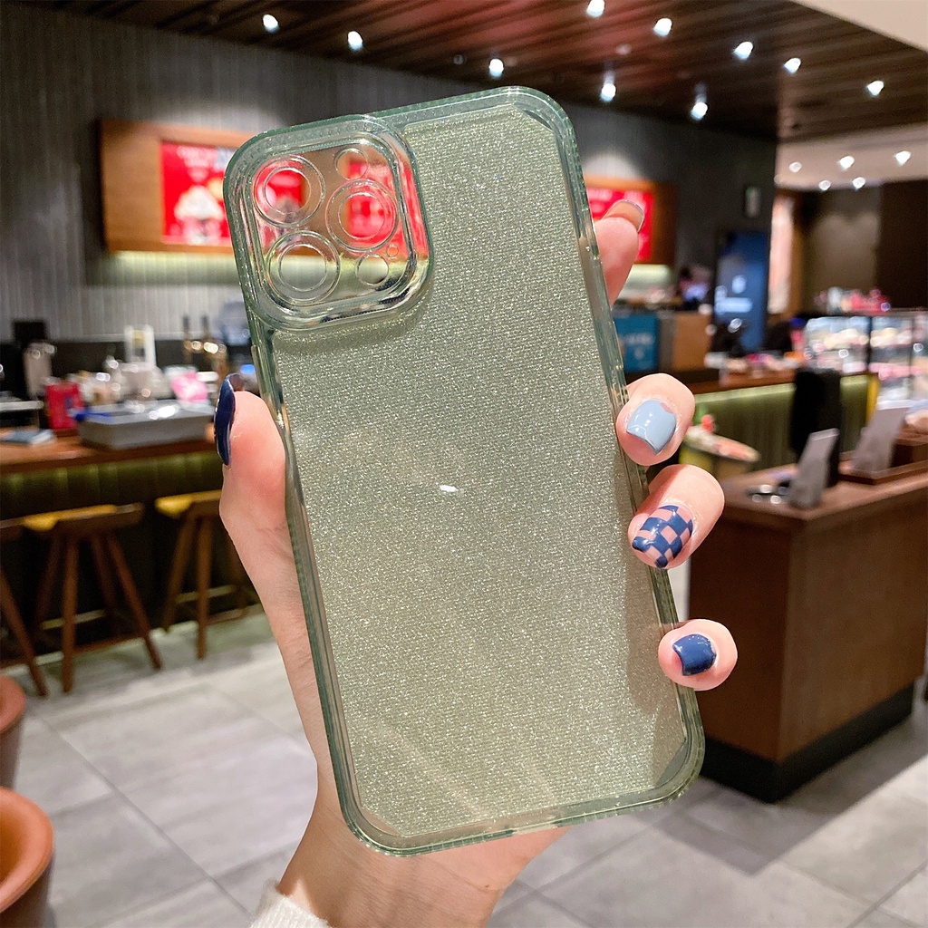 Transparent Simlpe compatible for iphone 13 12 11 pro max x/xr/xsmax/7/8/7 8plus TPU cover flash drill case casing