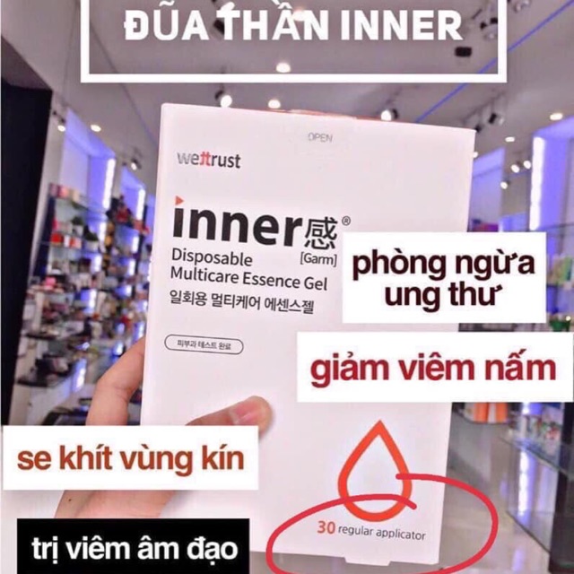 Gel Inner Phụ Khoa Dung Dịch Vệ Sinh Phụ Nữ, Kít - Hồng - Thơm Vùng Kín, Cân Bằng PH, Ngăn Ngứa, Hôi, Đũa Thần Hàn Quốc