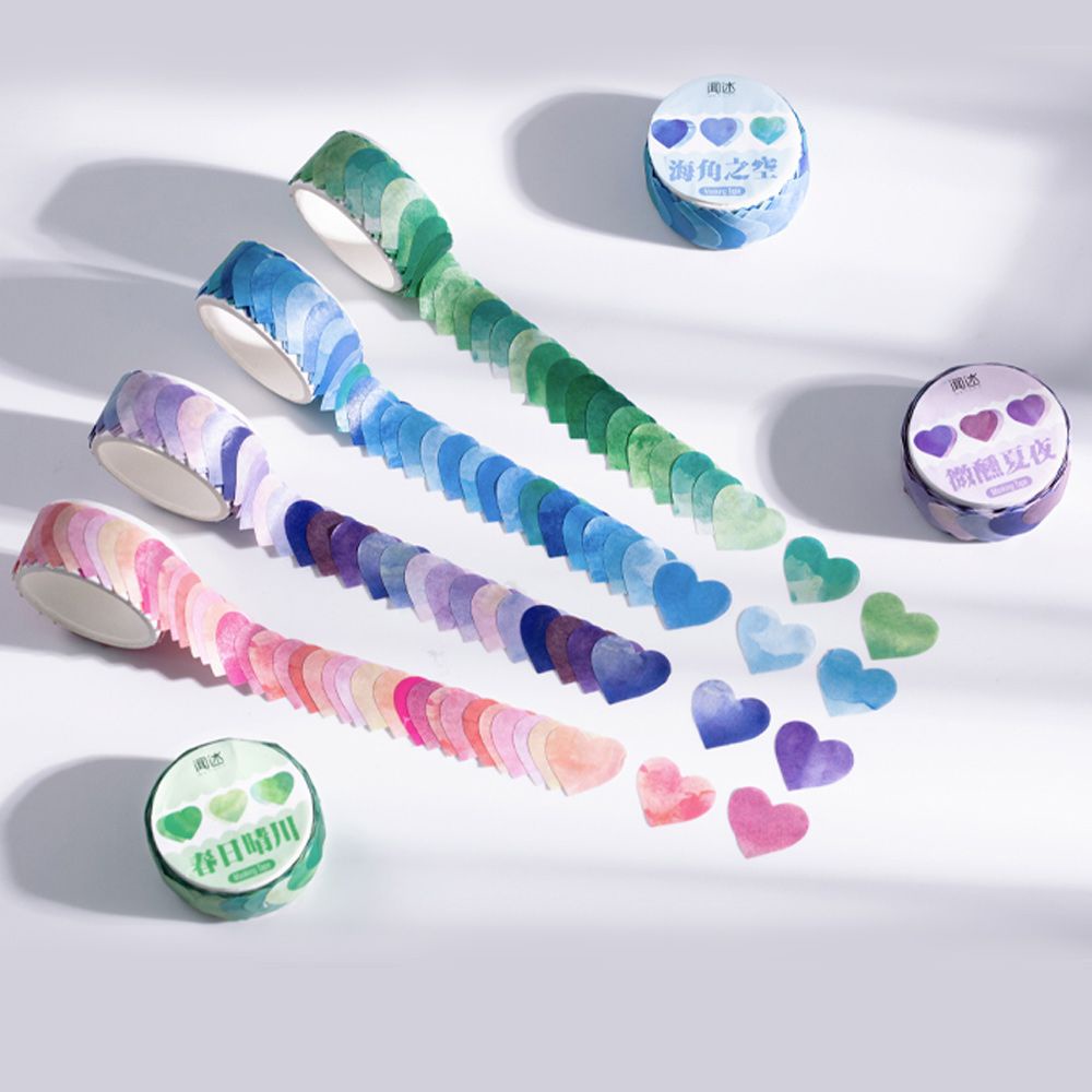 Cuộn 100 Miếng Dán Hình Trái Tim Dễ Thương Dùng Trang Trí Sổ Tay Diy