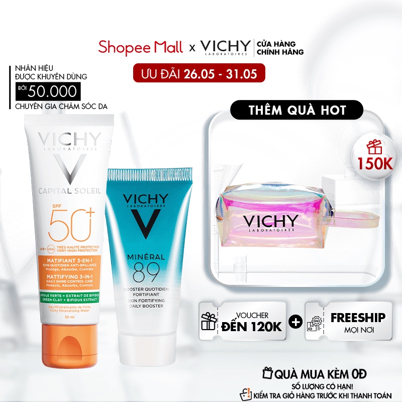 Bộ kem chống nắng chống ô nhiễm, bụi mịn và căng mượt da Vichy Capital Soleil Mattifying