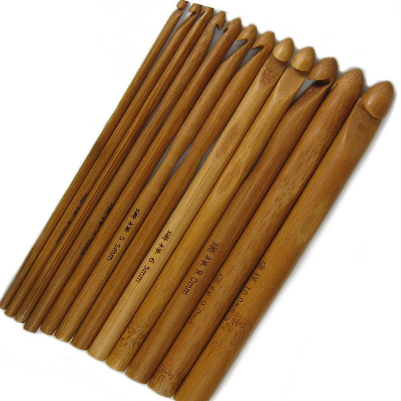 Bộ 12 kim đan móc bằng tre kiểu dáng thời trang