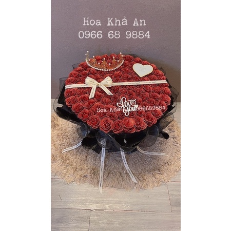 Bó hoa nhũ 99bông vĩnh cửu tự đứng. Tặng kèm full phụ kiện.