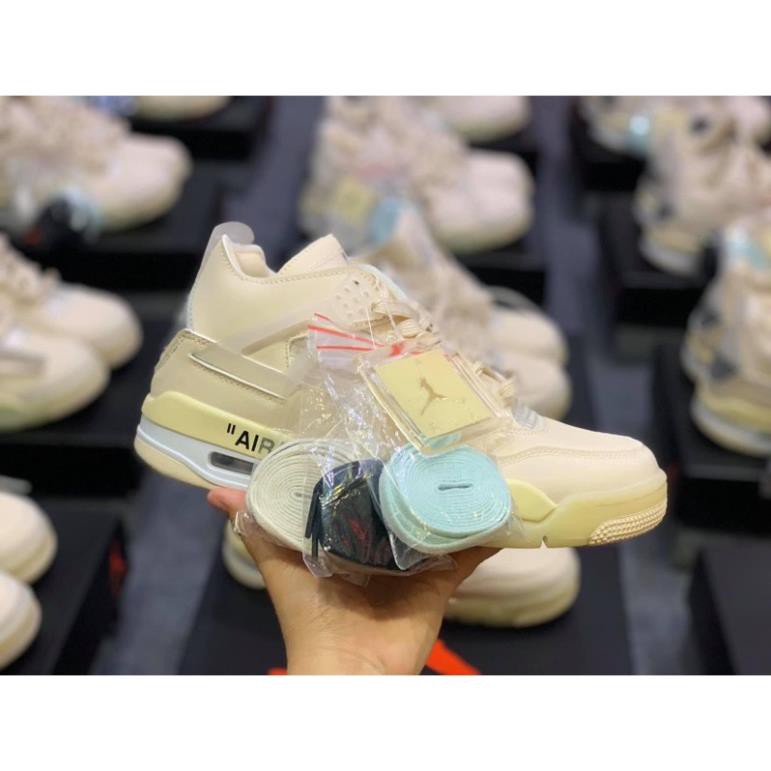 [SneeKeezz]  [FREESHIP + TĂNG TẤT ] Giày Off White ™ x Air Jodan 4 &quot;Cream/Sail&quot; OW ¹