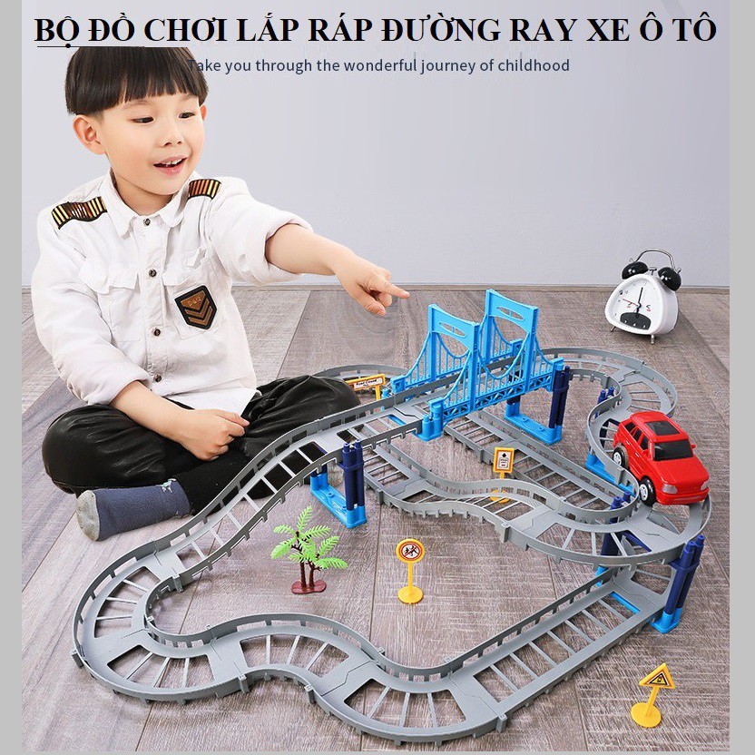 BỘ ĐỒ CHƠI LẮP RÁP MÔ HÌNH ĐƯỜNG RAY Ô TÔ CHẠY