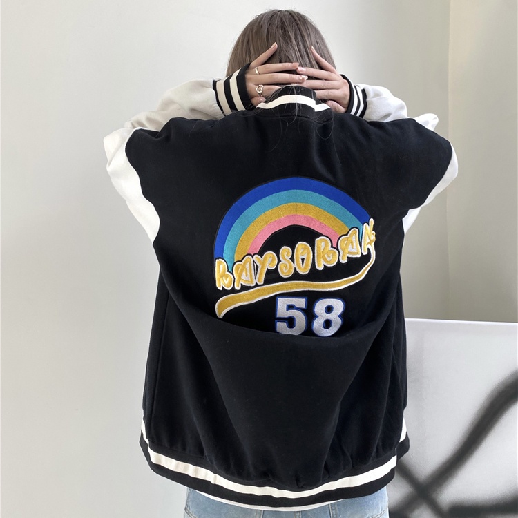 Áo khoác bomber nam nữ 2 lớp Yinxx, áo khoác nỉ varsity jacket form rộng AK14