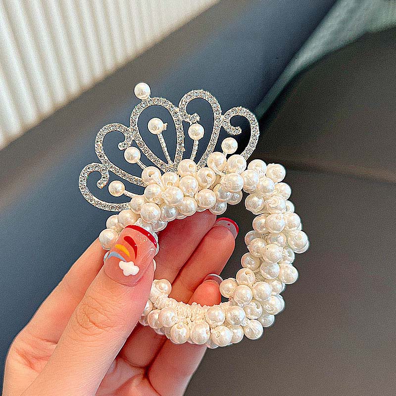 Dây Buộc Tóc Hình Vương Miện Đính Ngọc Trai Lấp Lánh