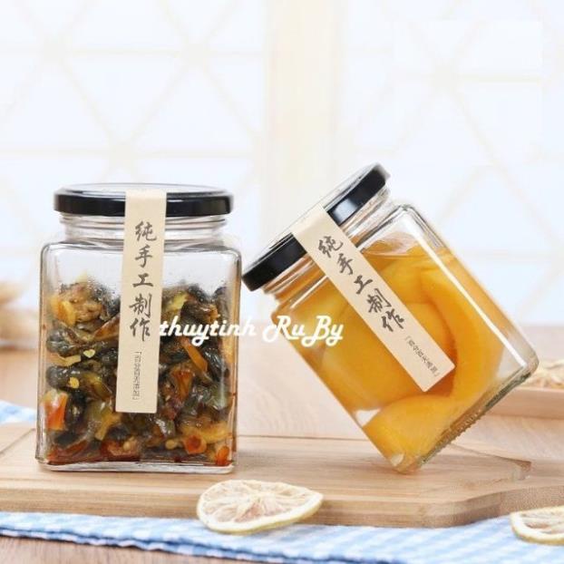[Kho sỉ]  20 hủ thủy tinh vuông nắp thiếc 500ml