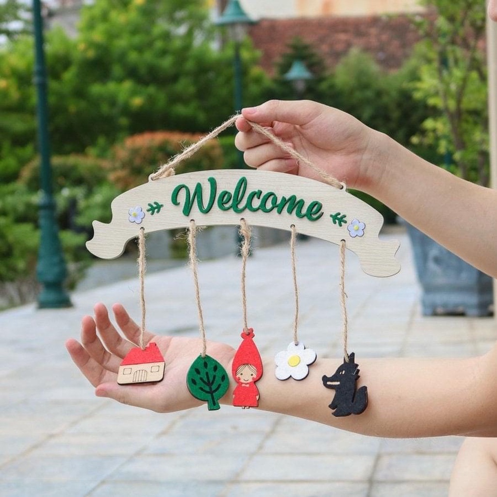 Bảng treo cửa gỗ hình xương rồng, bảng gỗ trang trí nhà cửa