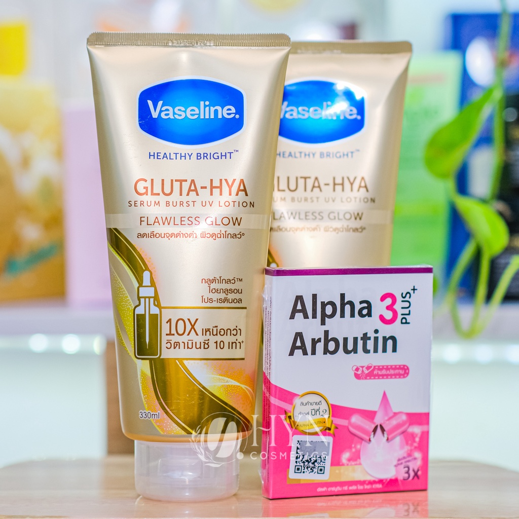 Sữa dưỡng thể trắng da Vaseline Healthy Bright Gluta-Hya Serum Flawless Glow Thái Lan 330ml - HYN cosmetics
