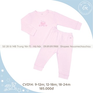 Bộ Quần Áo Dài Tay Nous Cài Vai Dài Hồng Chick - Nu Air (Size 9-12 Tháng Đến 18-24 Tháng)