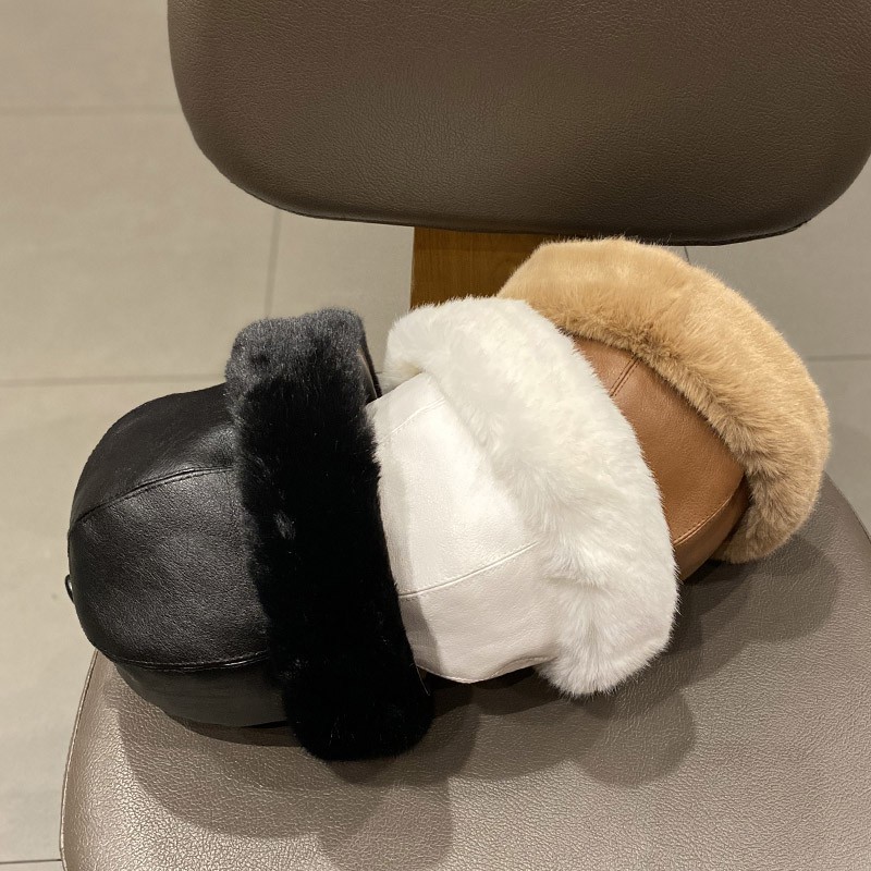 Mũ Beret Bằng Da pu Màu Trơn Phong Cách Nhật Bản Thời Trang Mùa Đông Cho Phụ Nữ Trung Niên