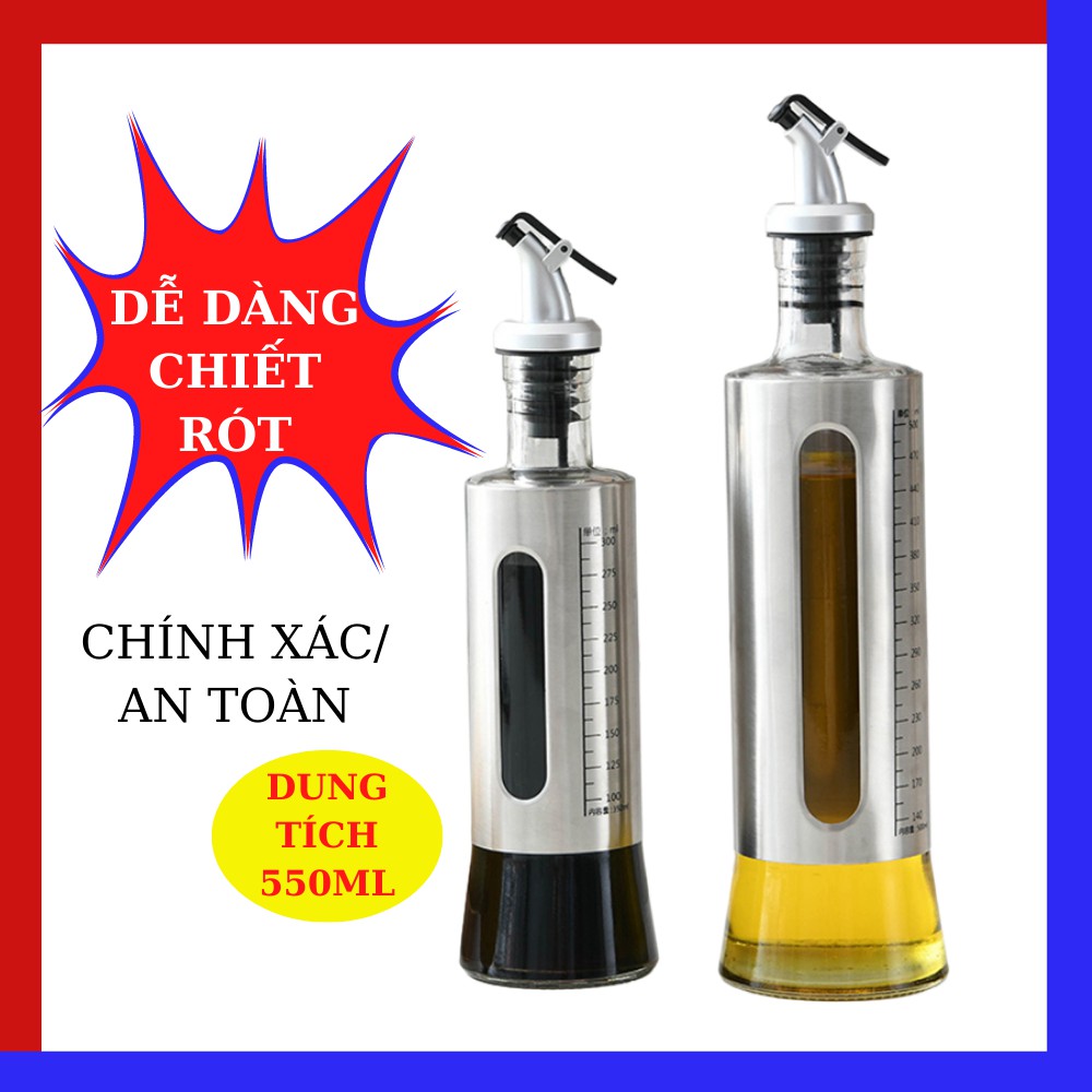 Chai đựng dầu ăn, chai đựng dầu ăn thủy tinh bọc inox,đựng gia vị cho nhà bếp NHÀ CỬA VÀ TIỆN ÍCH