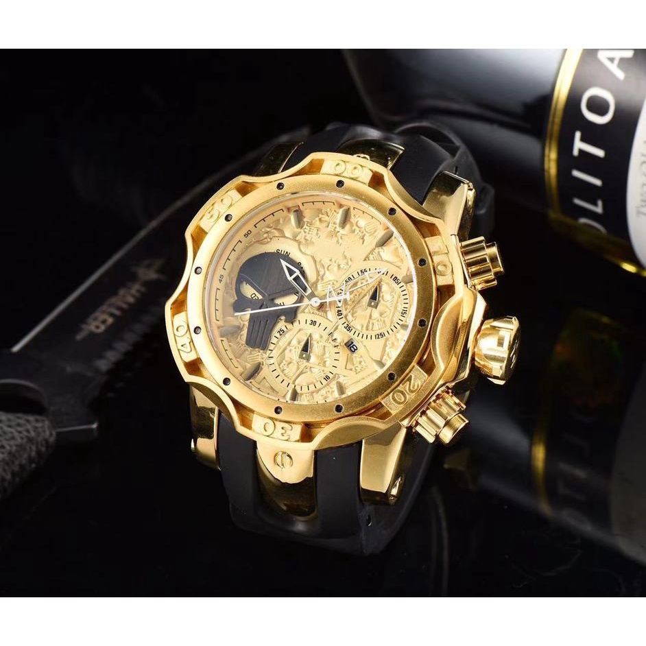 2022Thời trang INVICTA Đồng Hồ Quartz Nam Hiển Thị Ngày, Dây Cao Su