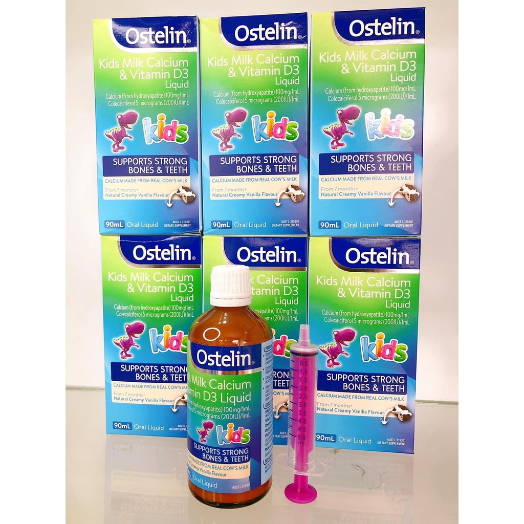 Canxi Khủng Long Ostelin milk canxi & vitamin d3 liquid Dạng Nước cho bé từ 7 tháng tuổi 90ml Úc