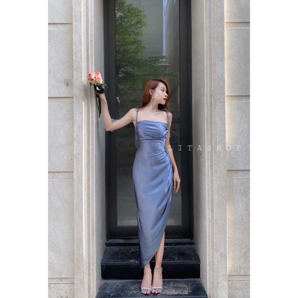 Váy đầm lụa vạt chéo rút dây siêu hack chân, kiểu dáng sexy, đi tiệc siêu sang_Tiny Dress
