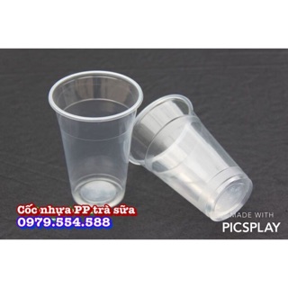 100 cốc nhựa PP trà sữa dập màng hoặc nắp đậy