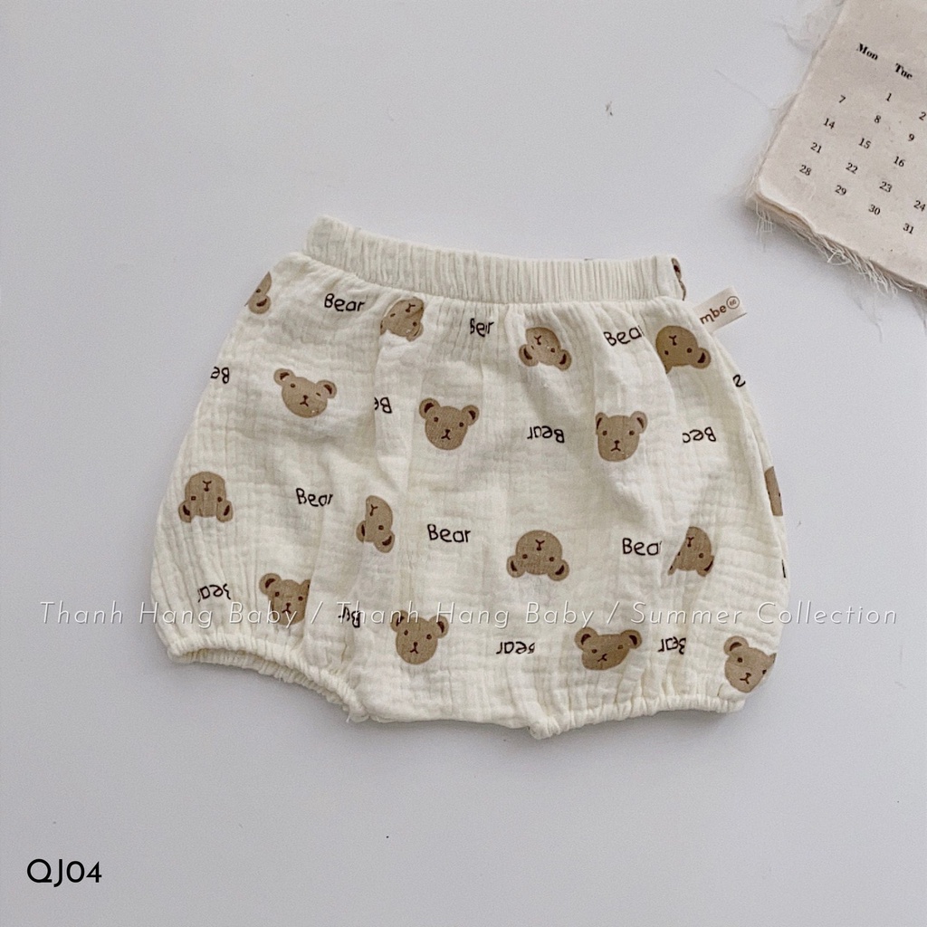 Quần đùi trẻ em, quần short đũi cho bé trai bé gái mặc hè thanh hằng baby 7 - 17 Kg