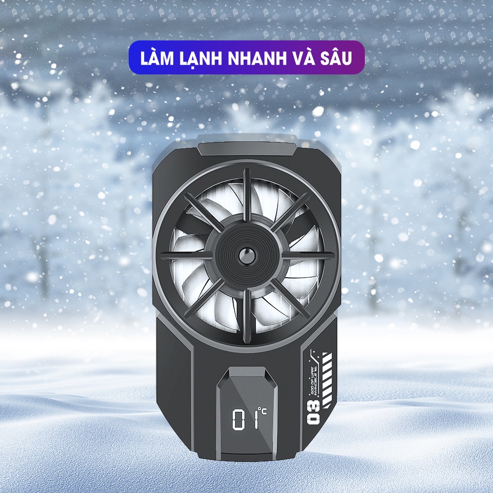 Quạt tản nhiệt điện thoại sò lạnh SIDOTECH MEMO DLA3 làm lạnh nhanh thiết kế gaming có màn hình LED hiển thị nhiệt độ