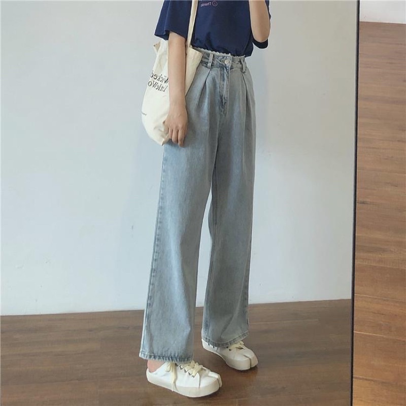 Quần bò ren ống rộng⚡️Kiểu dáng ulzzang hàn quốc