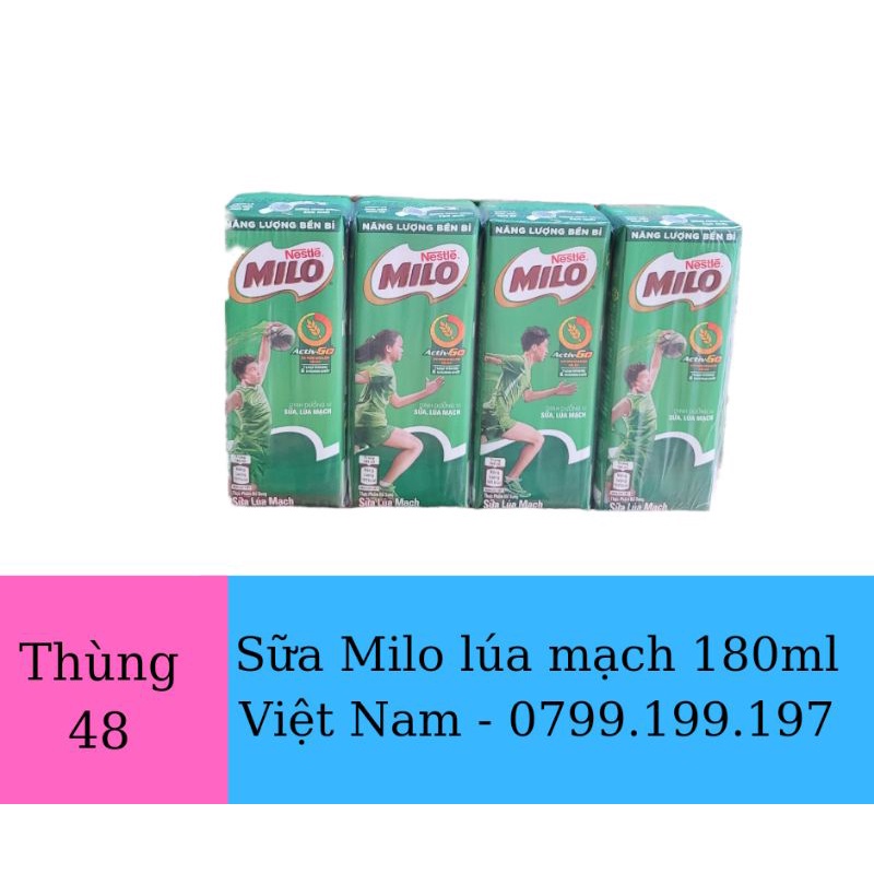 Thùng 48 Hộp Sữa Lúa Mạch Milo 180ml - Active Go