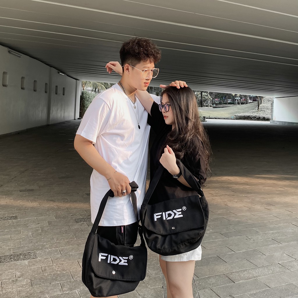 Túi tote vải đeo chéo canvas unisex cao cấp đựng vừa khổ a4 đi học đi chơi Hàn Quốc