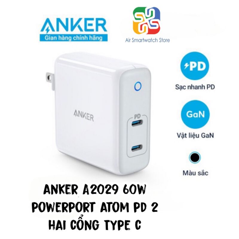 Củ sạc Anker PD 2 A2029 60W hai cổng USB C