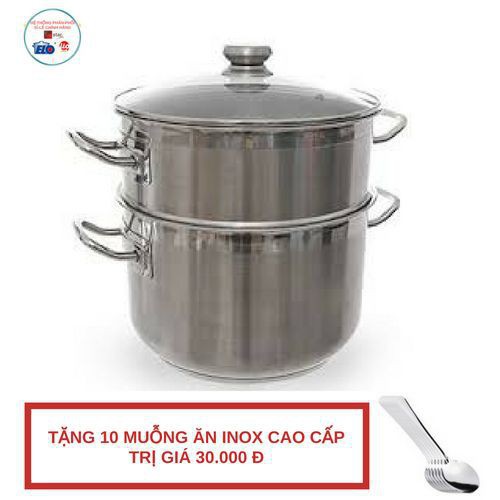 Bộ xửng hấp 3 đáy inox 430 FiveStar Standard  bếp từ nắp kính tặng 10 muỗng ăn ( 26cm/28cm/30cm )