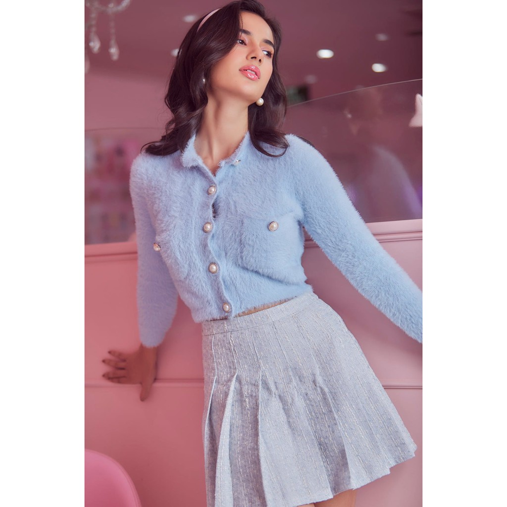 Áo cardigan len lông mịn dáng ngắn khuy ngọc túi ngực Mia Ritta A2015 | BigBuy360 - bigbuy360.vn