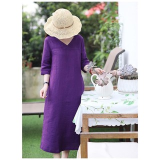 Đầm Suông Có Thắt Eo Chất Liệu Lanh/Linen