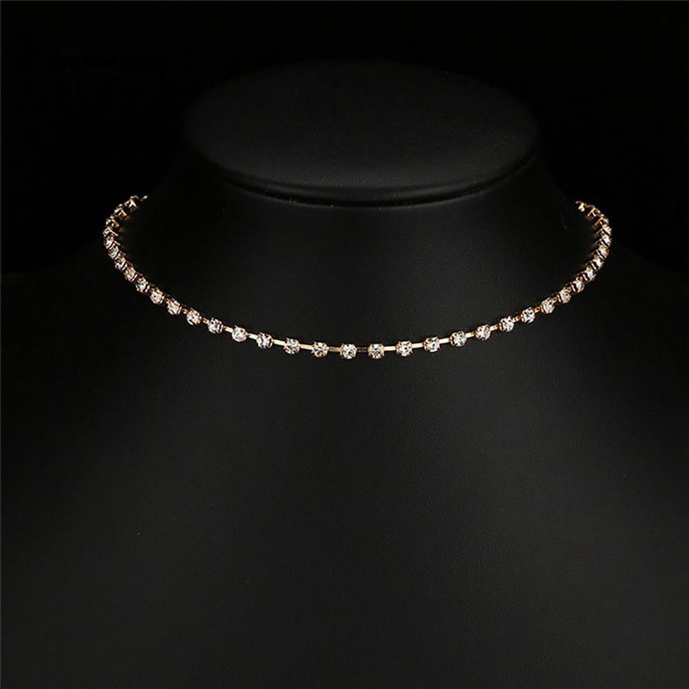 Vòng cổ choker đính đá mặt trăng giả kim cương nhân tạo lấp lánh