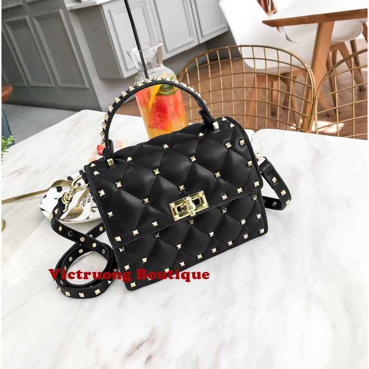Túi xách nữ da đính đinh tán