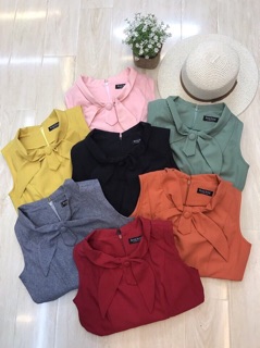 Váy xuông xoè cổ nơ