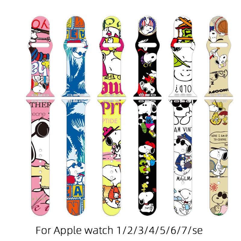 Dễ Thương Dây Đeo Mềm Hình snoopy Đáng Yêu Cho Đồng Hồ Thông Minh apple watch series 7 / 6 / 5 / 4 / se / 3 / 2 / 1