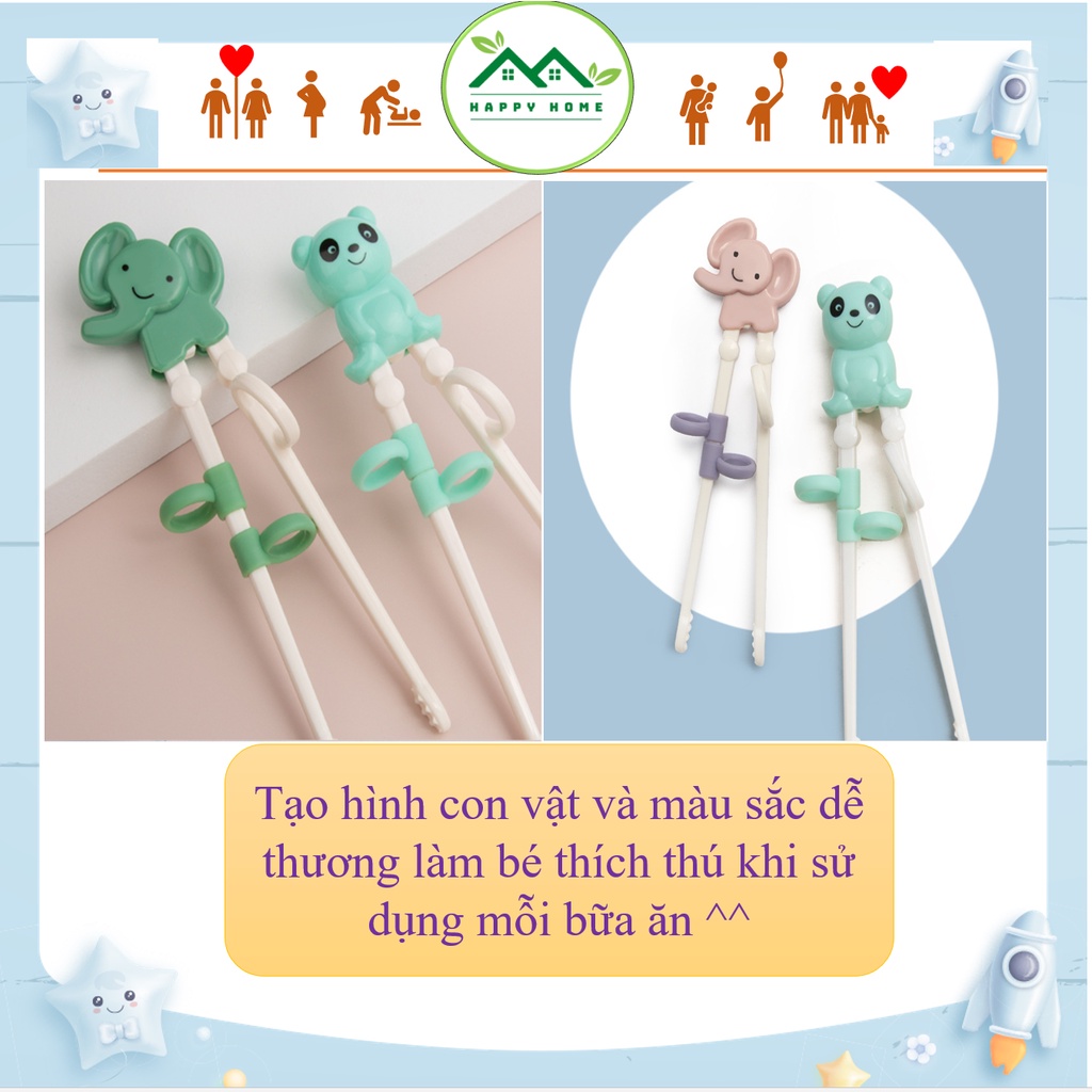Đũa tập gắp, đũa ăn dặm xỏ ngón cho Bé yêu tập gắp đồ ăn kèm hộp đựng bảo quản