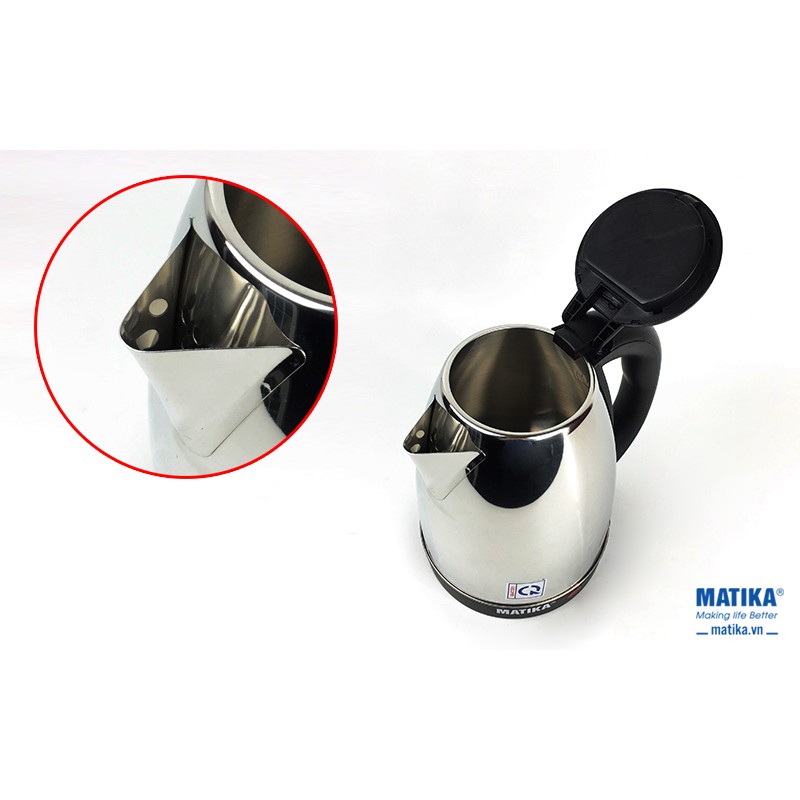 ( Chính hãng )  Bình đun siêu tốc Matika-18 inox 304 chống rỉ  Bảo hành 12 tháng đun cực nhanh