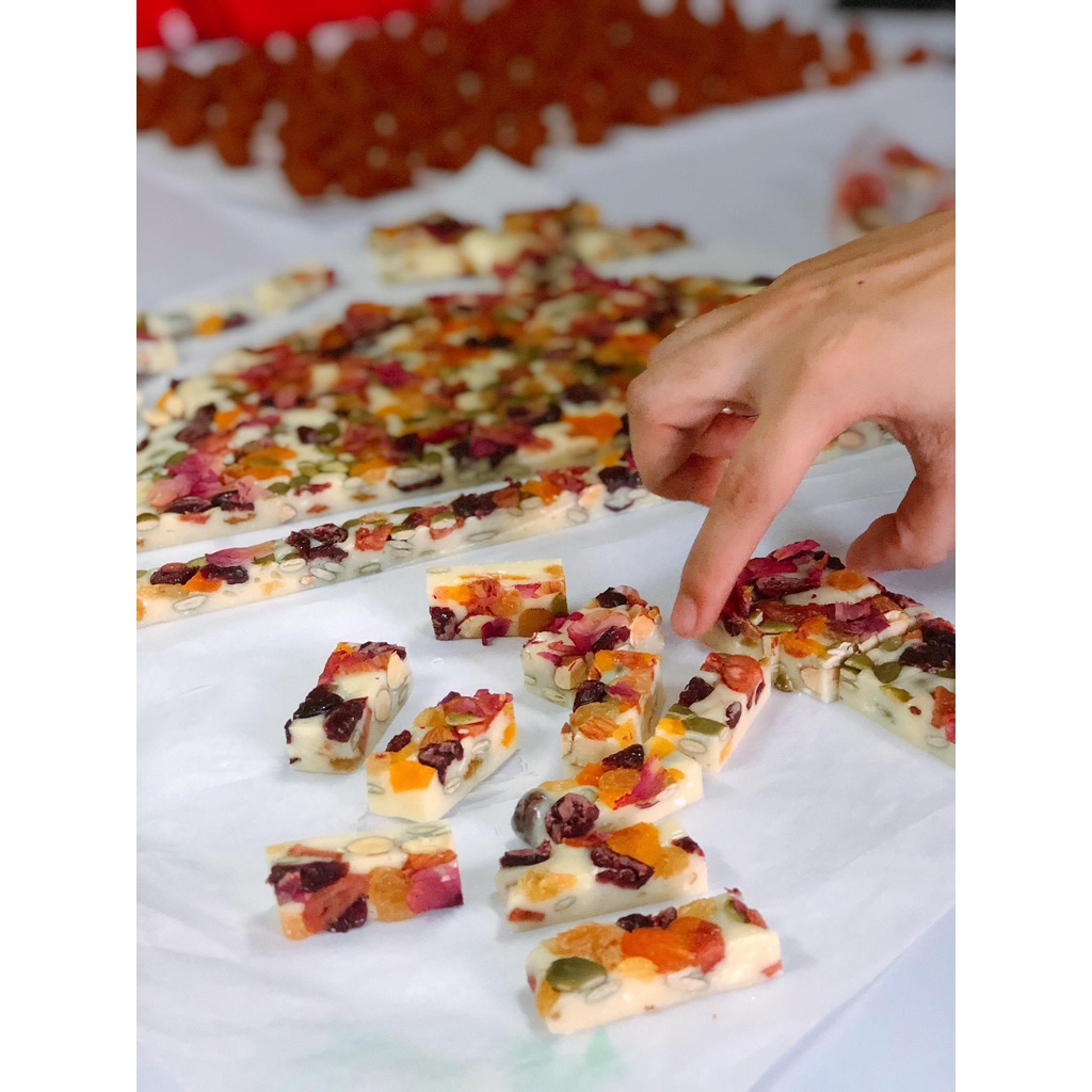 Kẹo Nougat Hạnh Phúc 60 Chiếc Tự Làm Nhớ Bếp Mix Vị Nhiều Hạt Dinh Dưỡng