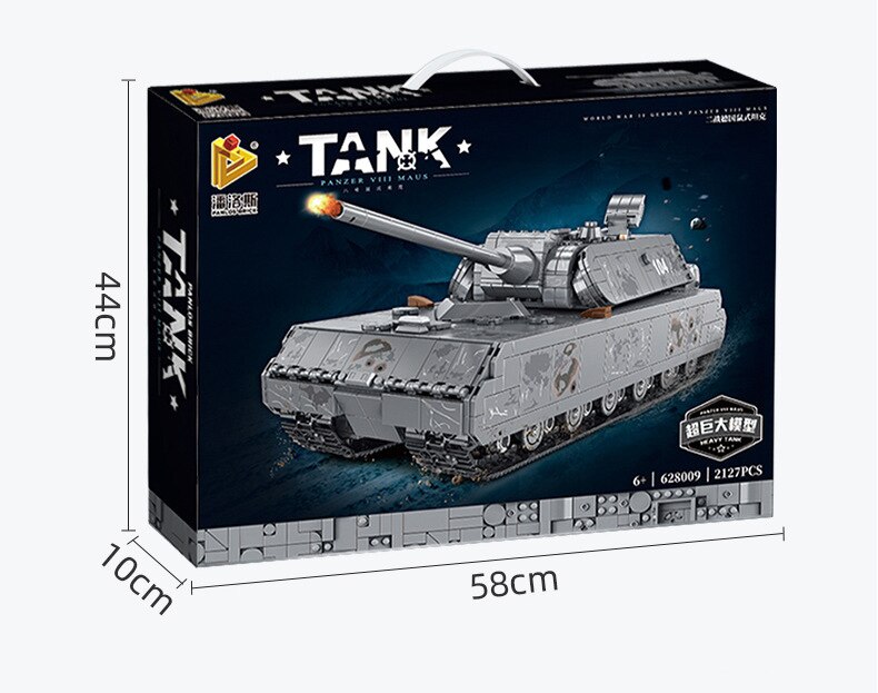 2021 New Đồ chơi Lắp ráp Mô hình xe tăng MOC Number Aight Mouse Tank  Panzer Maus 2127PCS Military  Toys for Kids  Gifts