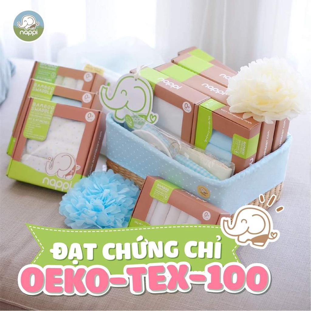 Set 6 khăn sữa Nappi 30x30cm sợi tre kháng khuẩn an toàn cho bé - Monnie Kids