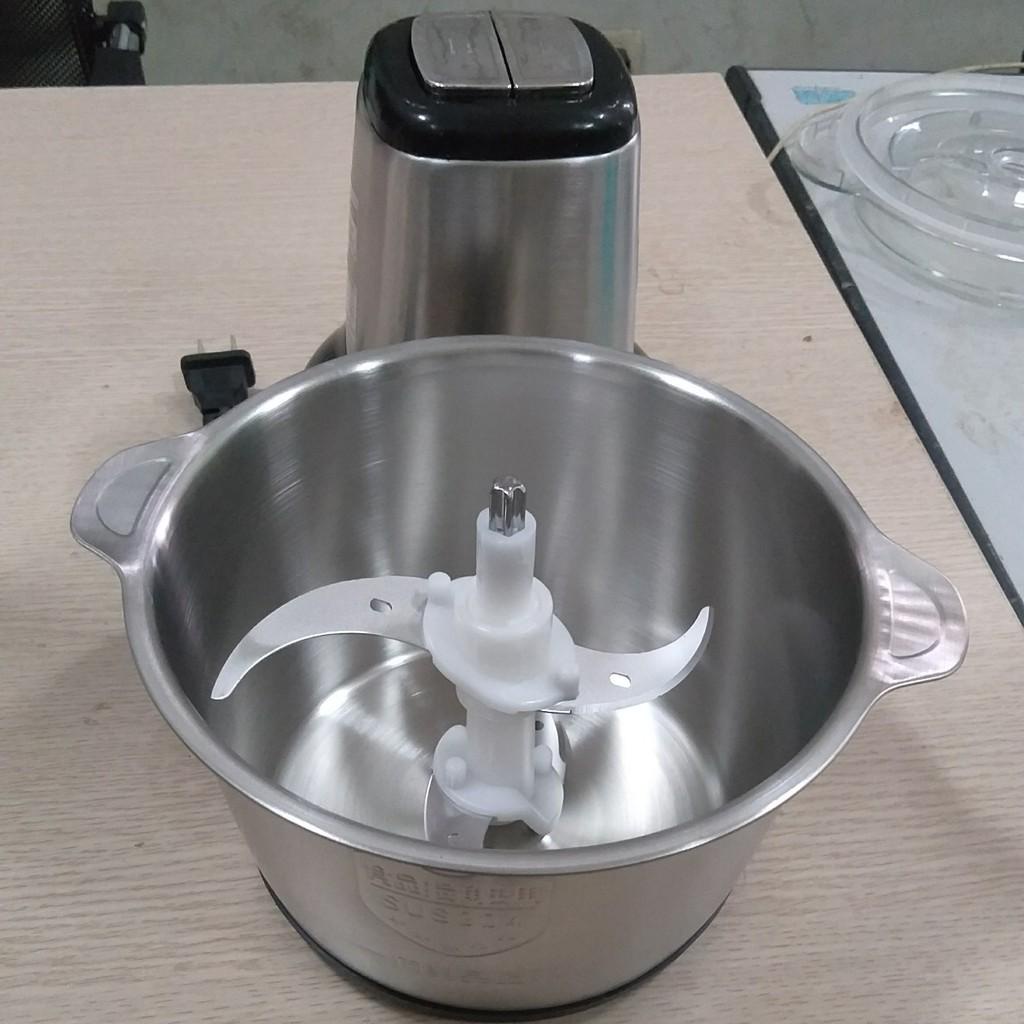Máy xay thịt đa năng chất liệu INOX 4 lưỡi dao thép không gỉ, loại to 2 lit