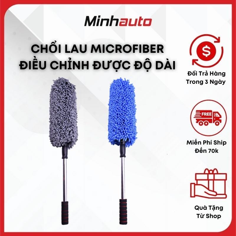 Chổi Lau Nhà - Cây Lau Xe Ô Tô [CAO CẤP] Sợi Microfiber siêu mềm mại, Xoay Tròn 360 Độ, Điều Chỉnh Độ Dài